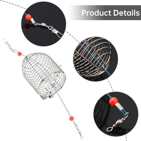 Conskyee Stainless Steel Conical Bait Cage - 10 Pack, Silver with Red Beads, Welded Rustproof Fishing Bait Holder for Catfish, Carp in Freshwater & Saltwater in Saudi Arabia