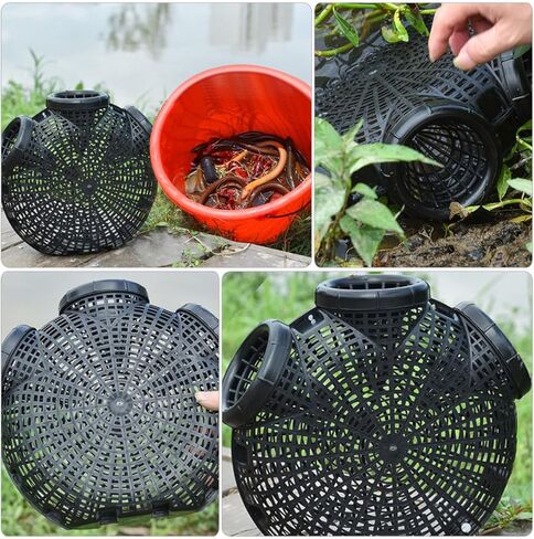 VICASKY EEL Basket Shrimp Trap Crawfish Trap Black Plastic Fishing Bait Cage Portable Fish Catcher for Freshwater Fishing and Crustacean Trapping in Saudi Arabia
