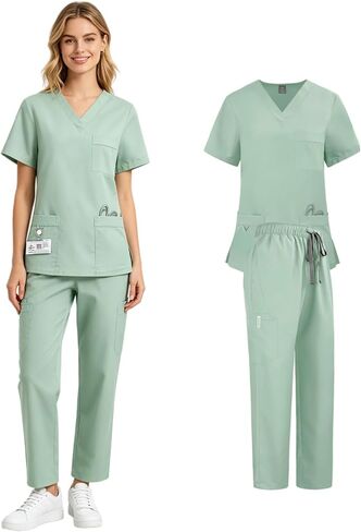 Unisex Moisture-Wicking Scrub Set,Short Sleeve Top and Pants, 5 Colors,Sizes M-XXL in Saudi Arabia