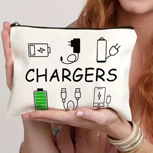 Cable Organizer Bag, Cable Storage Pouch for Electronic Accessories Charger Cord Phone Earphone Travel Home Office Use, Beige in Saudi Arabia