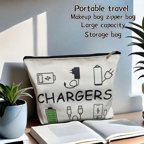 Cable Organizer Bag, Cable Storage Pouch for Electronic Accessories Charger Cord Phone Earphone Travel Home Office Use, Beige in Saudi Arabia