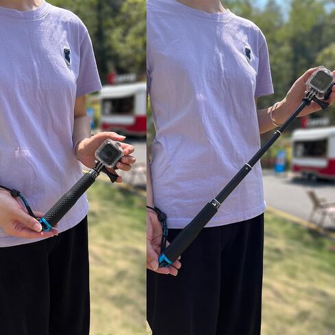 عصا سيلفي قصيرة 19 بوصة بمقبض مدمج وقابل للتعديل ومقاوم للماء ومتوافق مع GoPro Hero 13 12 11 10 9 8 7 6 5 AKASO DJI Osmo Action Camera (حجم صغير) in Kuwait