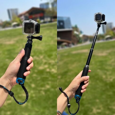 عصا سيلفي قصيرة 19 بوصة بمقبض مدمج وقابل للتعديل ومقاوم للماء ومتوافق مع GoPro Hero 13 12 11 10 9 8 7 6 5 AKASO DJI Osmo Action Camera (حجم صغير) in Kuwait