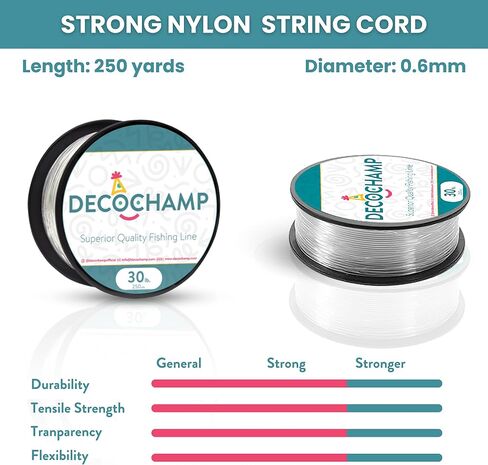 Decochamp DecoFishing Line - Strong Clear Fishing Line Heavy Duty Fishing Lines Superior Nylon Material Ice Fishing Line Durable for Hanging Decor in Saudi Arabia