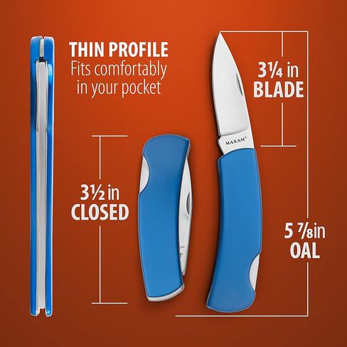Maxam Stainless Steel Pocket Knife - Lightweight Folding Knife - 3-1/4" Blade with Safe Opening – 6 Inches When Open in Saudi Arabia