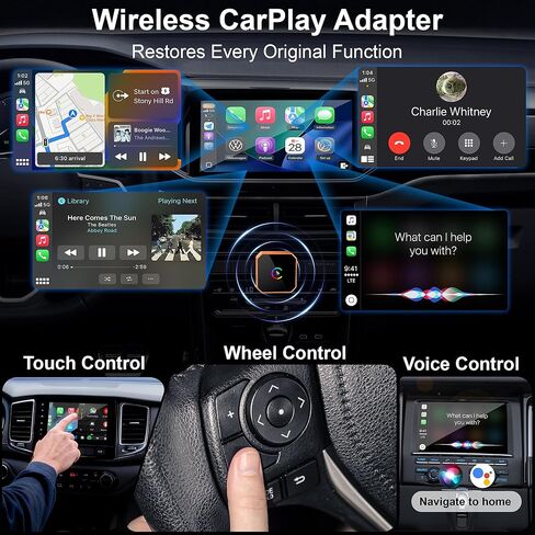 2026 Wireless CarPlay Adapter for iPhone & Android Wired to Wireless CarPlay & Android Auto Plug and Play Fast Auto Reconnect Stable Control Compatible for iOS 10+ & Android11+ in Saudi Arabia