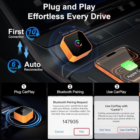 2026 Wireless CarPlay Adapter for iPhone & Android Wired to Wireless CarPlay & Android Auto Plug and Play Fast Auto Reconnect Stable Control Compatible for iOS 10+ & Android11+ in Saudi Arabia