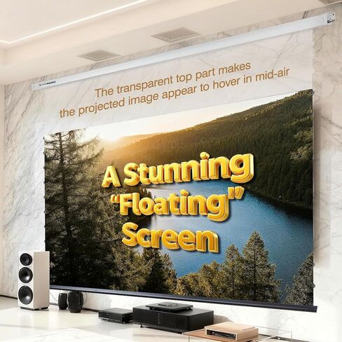 ALR Tensioned Motorized Projector Screen by SilverMagic - Tab Tensioned and Modern Design Gray Screen with White Aluminum case for Home Theater/Living Room/Patio/Office/Classroom - 120 inch 16:9 in Saudi Arabia