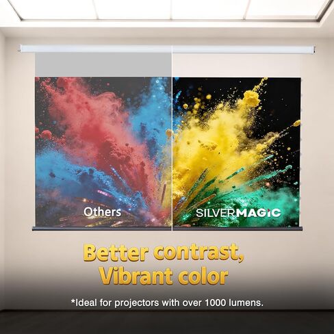 ALR Tensioned Motorized Projector Screen by SilverMagic - Tab Tensioned and Modern Design Gray Screen with White Aluminum case for Home Theater/Living Room/Patio/Office/Classroom - 120 inch 16:9 in Saudi Arabia