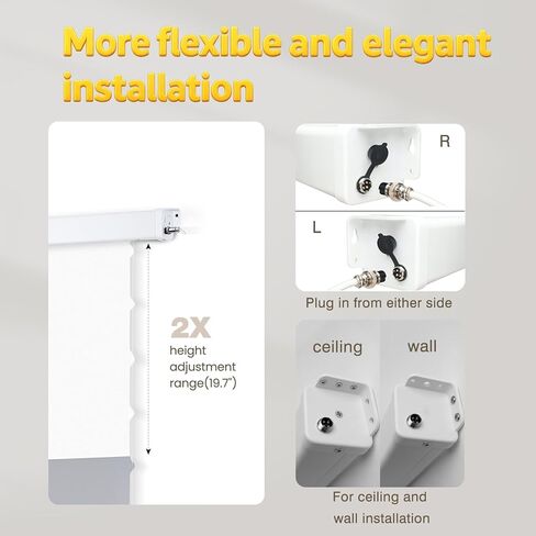 ALR Tensioned Motorized Projector Screen by SilverMagic - Tab Tensioned and Modern Design Gray Screen with White Aluminum case for Home Theater/Living Room/Patio/Office/Classroom - 120 inch 16:9 in Saudi Arabia