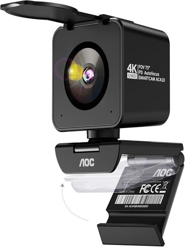 AOC 4K Webcam for PC with 1/2.55'' Sensor, 1080P 60FPS Streaming Camera with PDAF Autofocus, Privacy Cover, Plug & Play computer camera 75° FOV for Zoom/Mac/Switch 2, Includes Tripod & USB A-C Adapter in Saudi Arabia