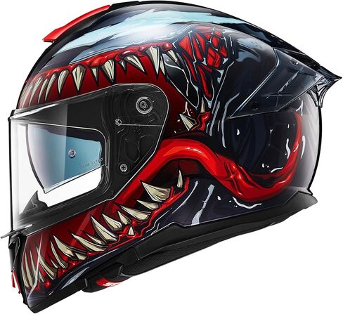 ILM Full Face Dual Visor Adult Motorcycle Helmet with Rear Wing (TheNight, XL) and Bluetooth Headset with Hi-Fi System in Saudi Arabia