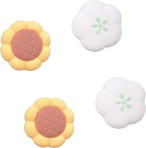 Silicone Thumb Grips for Nintendo Switch/Switch OLED/Lite, Cute Floral Joystick Cover Caps (4-Pack), Sunflower & White Flower, Yellow and White in Saudi Arabia