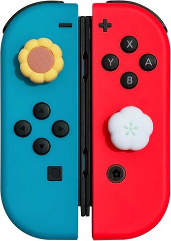 Silicone Thumb Grips for Nintendo Switch/Switch OLED/Lite, Cute Floral Joystick Cover Caps (4-Pack), Sunflower & White Flower, Yellow and White in Saudi Arabia