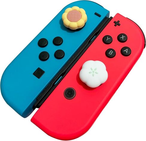 Silicone Thumb Grips for Nintendo Switch/Switch OLED/Lite, Cute Floral Joystick Cover Caps (4-Pack), Sunflower & White Flower, Yellow and White in Saudi Arabia