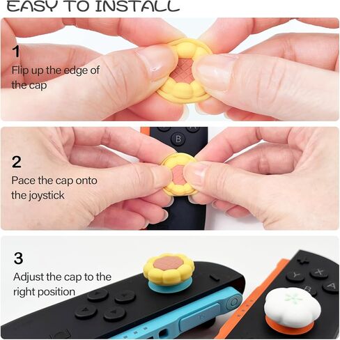 Silicone Thumb Grips for Nintendo Switch/Switch OLED/Lite, Cute Floral Joystick Cover Caps (4-Pack), Sunflower & White Flower, Yellow and White in Saudi Arabia
