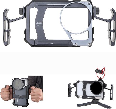 Fotga Universal Smartphone Cage Photo Video Stabilizer + Handles + 67mm Thread Filter Adapter for iPhone 17 16 15 14 Pro Max Samsung Cell Phone Vlog Live Stream Video Record + Cold Shoe Tripod Mount in Saudi Arabia