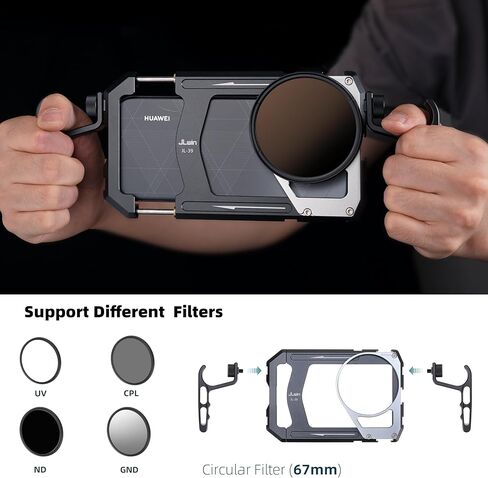 Fotga Universal Smartphone Cage Photo Video Stabilizer + Handles + 67mm Thread Filter Adapter for iPhone 17 16 15 14 Pro Max Samsung Cell Phone Vlog Live Stream Video Record + Cold Shoe Tripod Mount in Saudi Arabia