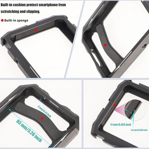 Fotga Universal Smartphone Cage Photo Video Stabilizer + Handles + 67mm Thread Filter Adapter for iPhone 17 16 15 14 Pro Max Samsung Cell Phone Vlog Live Stream Video Record + Cold Shoe Tripod Mount in Saudi Arabia