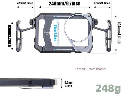 Fotga Universal Smartphone Cage Photo Video Stabilizer + Handles + 67mm Thread Filter Adapter for iPhone 17 16 15 14 Pro Max Samsung Cell Phone Vlog Live Stream Video Record + Cold Shoe Tripod Mount in Saudi Arabia