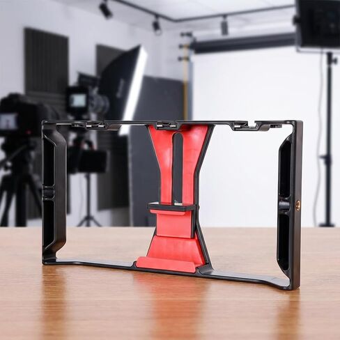 Handheld Smartphone Gimbal Stabilizer - Rotating Phone Mount with 3 Cold Shoe Expansion Ports for Microphones and Lights in Saudi Arabia