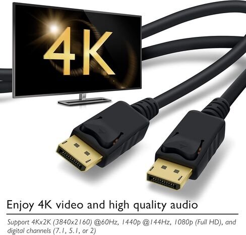 OMNIHIL 10FT DisplayPort to DisplayPort Gold Plated Cable Compatible with Deco Gear 35" Curved Ultrawide Monitor-DGVIEW101 in Saudi Arabia