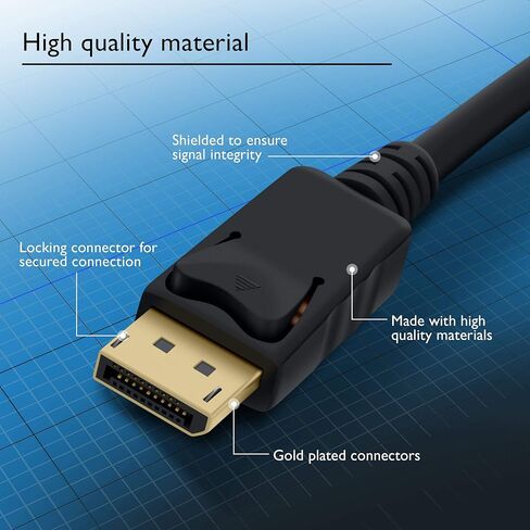 OMNIHIL 10FT DisplayPort to DisplayPort Gold Plated Cable Compatible with Deco Gear 35" Curved Ultrawide Monitor-DGVIEW101 in Saudi Arabia