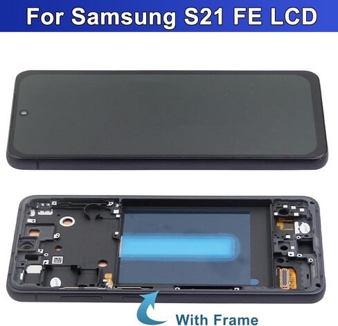 شاشة OLED لهاتف Samsung Galaxy S21 FE 5G بديلة لشاشة Galaxy S21 FE SM-G990B SM-G990B/DS مجموعة رقمية لشاشة تعمل باللمس مع مجموعة أدوات (إطار أسود) in Kuwait