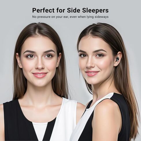 سماعات أذن T33 Sleep، سماعات أذن بلوتوث 6.0 بخاصية إلغاء الضوضاء للنوم الجانبي، ANC حتى 98%، وضع النوم، وقت تشغيل 48 ساعة، سماعات أذن صغيرة مريحة مناسبة للنوم والسفر والعمل، أسود in Kuwait