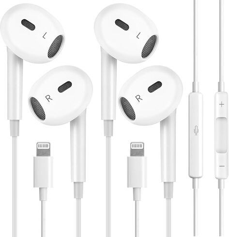 2Pack Wired Headphones for iPhone Earbuds with Lightning Plug(Mic Volume Control HiFi Stereo Noise Cancelling)Ear buds for iPhone 14 13 12 11 Pro Max/XR XS X/8 7 Plus【MFI Certified Earphones】Plug&Play in Saudi Arabia