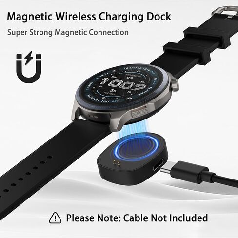 شاحن USB-C مكون من قطعتين متوافق مع الساعة الذكية Amazfit T-Rex 3/T-Rex 3 Pro، قاعدة شحن بديلة لـ Amazfit Balance 2 1 / جهاز تتبع اللياقة البدنية بحزام Helio in Saudi Arabia