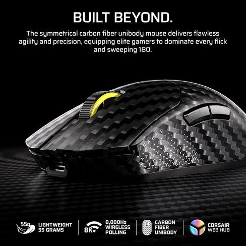 Corsair Sabre v2 PRO Wireless CF FPS Gaming Mouse – 33,000 DPI Marksman S Sensor, 8,000Hz Hyper-Polling, Carbon Fiber Unibody, Lightweight, Up to 120hr Battery – Black in Saudi Arabia