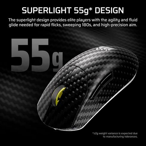 Corsair Sabre v2 PRO Wireless CF FPS Gaming Mouse – 33,000 DPI Marksman S Sensor, 8,000Hz Hyper-Polling, Carbon Fiber Unibody, Lightweight, Up to 120hr Battery – Black in Saudi Arabia