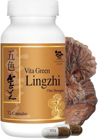 Vita Green Reishi Mushroom Lingzhi, 100% Natural Pure Antioxidant Fungus Extract for Energy Immune Support Wellness for Adults - 72 Capsules in Saudi Arabia