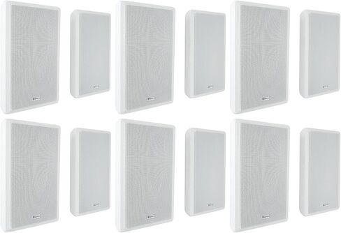Rockville RockSlim 70W White 5.25" 70V Commercial Wall Speakers, 4W/8W Tap Options, Slim Design, Easy Install, for Restaurants and Commercial Spaces, 12-piece in Saudi Arabia