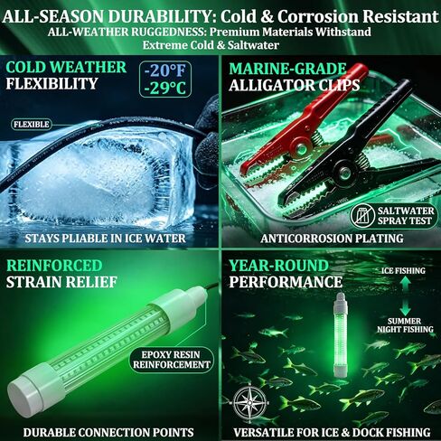 ضوء صيد LED تحت الماء، متوافق مع بطارية Ryobi 18V ONE+، ضوء صيد أخضر 1512 لومن للصيد الليلي، وجذب الكرابي والحبار، رصيف محمول، ضوء الرصيف والقارب (بدون بطارية) in Kuwait