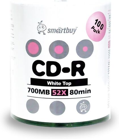 Smartbuy 1200-disc 700mb/80min 52x CD-R White Top Blank Data Recordable Media Disc in Saudi Arabia