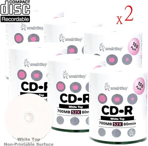 Smartbuy 1200-disc 700mb/80min 52x CD-R White Top Blank Data Recordable Media Disc in Saudi Arabia