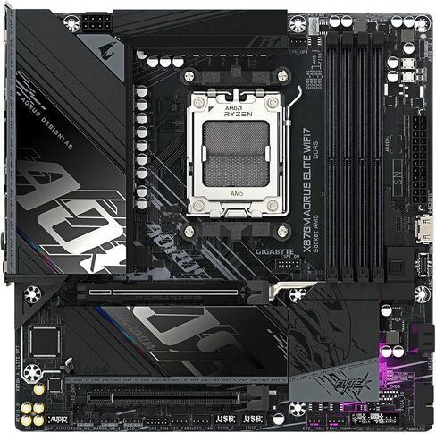 GIGABYTE X870M AORUS Elite WIFI7 Motherboard - Supports AMD Ryzen 9000 CPUs, Digital 14+2+2 Phase VRM, up to 8200MHz DDR5 (OC), 1 x PCIe 5.0 + 1 x PCIe 4.0, Wi-Fi 7, 2.5 GbE LAN, USB 4 in Saudi Arabia