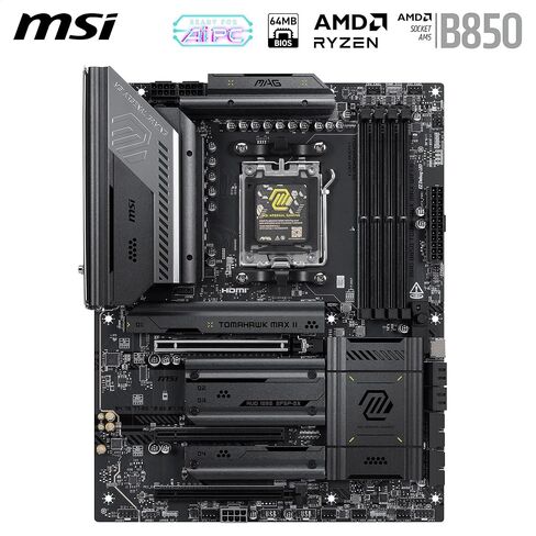 MSI MAG B850 Tomahawk MAX WiFi II Motherboard - Supports AMD Ryzen 9000/8000 / 7000 Processors, AM5-80A SPS VRM, DDR5 Memory Boost (up to 8400+ MT/s OC), PCIe 5.0 x16, M.2 Gen5, Wi-Fi 7, 5G L in Saudi Arabia