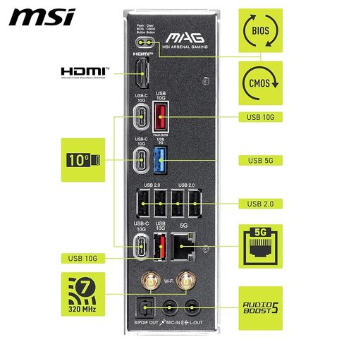 MSI MAG B850 Tomahawk MAX WiFi II Motherboard - Supports AMD Ryzen 9000/8000 / 7000 Processors, AM5-80A SPS VRM, DDR5 Memory Boost (up to 8400+ MT/s OC), PCIe 5.0 x16, M.2 Gen5, Wi-Fi 7, 5G L in Saudi Arabia