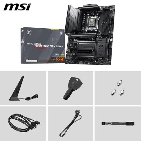 MSI MAG B850 Tomahawk MAX WiFi II Motherboard - Supports AMD Ryzen 9000/8000 / 7000 Processors, AM5-80A SPS VRM, DDR5 Memory Boost (up to 8400+ MT/s OC), PCIe 5.0 x16, M.2 Gen5, Wi-Fi 7, 5G L in Saudi Arabia