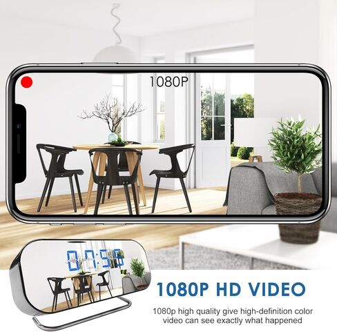 كاميرا ساعة صغيرة لاسلكية HD1080P، مسجل فيديو كاميرات مخفية واي فاي، تصوير حلقة، كشف الحركة، رؤية ليلية، كاميرا مربية لأمن الحيوانات الأليفة في المنزل والمكتب، فيديو فقط بدون صوت in Kuwait