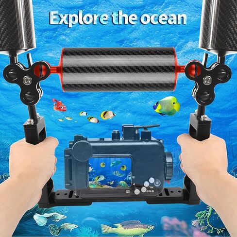 1" Dual Ball Underwater Carbon Fiber Buoyancy Aquatic Arm D60mm 110-550g Floating Diving DSLR Action Camera Tray Cage Extension (8 inches,Red) in Saudi Arabia