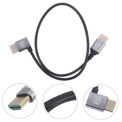 TEHAUX 8k High-Definition Cable Male to Male Video Cord Left Angled 1 Meter Monitor Connector for Tv and Laptop Video Transmission in Saudi Arabia