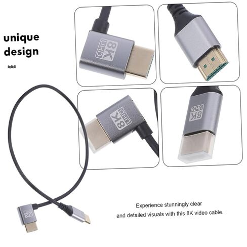 TEHAUX 8k High-Definition Cable Male to Male Video Cord Left Angled 1 Meter Monitor Connector for Tv and Laptop Video Transmission in Saudi Arabia