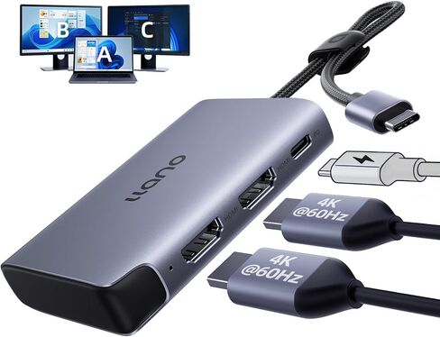 llano HDMI Splitter Extended Display for Dual Monitors,USB-C to Dual HDMI Adapter with 2 Port 4K@60Hz 2K@144Hz@120Hz Simultaneous Output & PD 100W, MST HDMI SplitExtend for MacBook Windows Laptop in Saudi Arabia