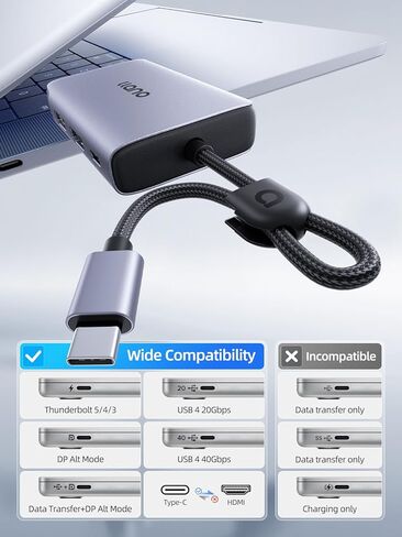 llano HDMI Splitter Extended Display for Dual Monitors,USB-C to Dual HDMI Adapter with 2 Port 4K@60Hz 2K@144Hz@120Hz Simultaneous Output & PD 100W, MST HDMI SplitExtend for MacBook Windows Laptop in Saudi Arabia