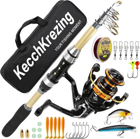 Telescopic Fishing Rod and Reel Combo – Collapsible 5.9ft Fishing Pole with Spinning Reel & Carry Bag, Travel Fishing Starter Kit for Beginners & Gifts in Saudi Arabia
