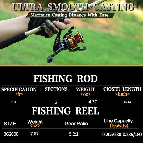 Telescopic Fishing Rod and Reel Combo – Collapsible 5.9ft Fishing Pole with Spinning Reel & Carry Bag, Travel Fishing Starter Kit for Beginners & Gifts in Saudi Arabia